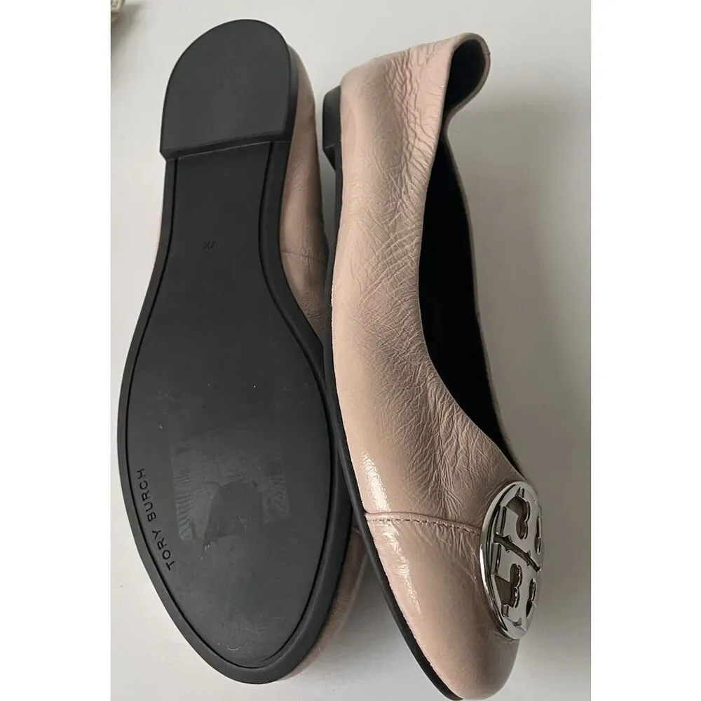 NEW TORY BURCH CHELSEA CAP TOE LEATHER BALLET FLAT IN SHELL PINK US SIZE 7.5